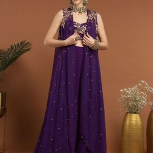 Embroidered Square Neck Bustier & Sharara, Cape Co-Ords