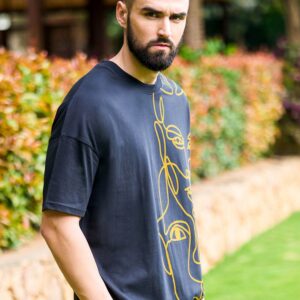 Graphic Printed Oversized Drop Shoulder Sleeves Pure Cotton T-shirt