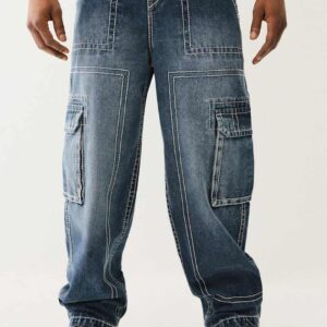 Men Mid Rise Oversize Fit Cargo Jeans