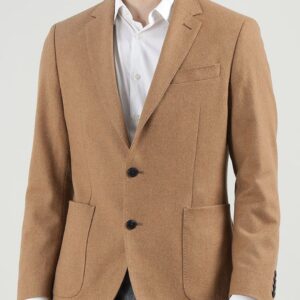 Men Notched Lapel Woolen Twill Flannel Blazer