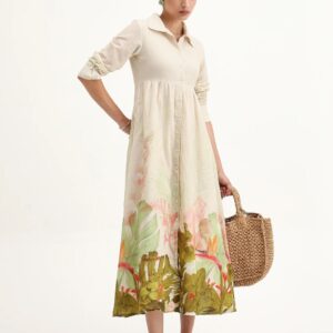 Women Tropical Printed Fit – Flare Dress