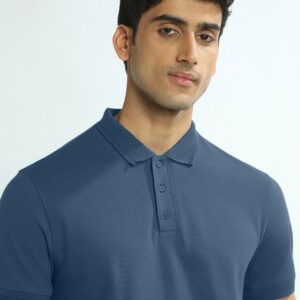 Men Solid Polo Collar Cotton T-shirt
