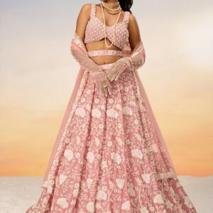 Embroidered Sequinned Semi-Stitched Lehenga & Unstitched Blouse With Dupatta