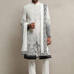 Embroidered Aari Dabka Work Sherwani Set