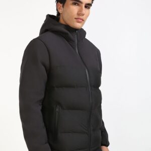 Men Hooded Solid Cotton Casual Puffer Jacket