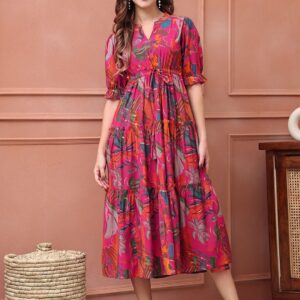 Women Floral Printed Fit & Flare Midi Dress