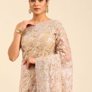 Floral Embroidered Net Saree