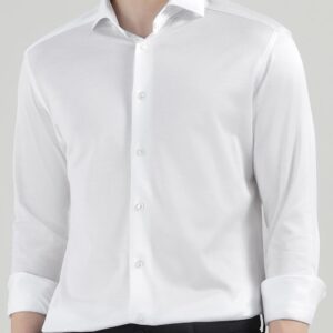 Men Spread Collar Solid Cotton Formal Shirt