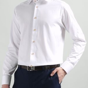 Men Solid Spread Collar Cotton Formal Shirt