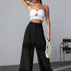 Women High-Rise Pleated Korean Trousers