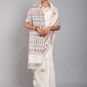 Warli Printed Pure Silk Saree From Chhattisgarh