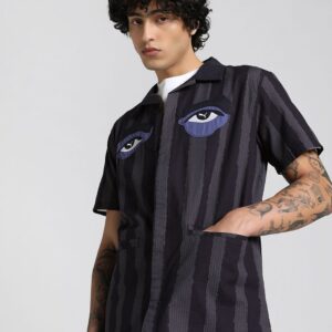 Kidsuper Men Striped Embroidered Pure Cotton Relaxed Fit Shirt