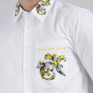 Men Slim Fit Floral Printed Spread Collar Cotton Casual Shirt