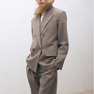 Straight Double-Breasted Structured Blazer