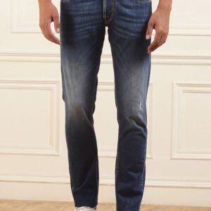 Men Slim Fit Low Distress Heavy Fade Jeans