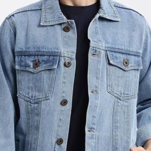 Spread Collar Long Sleeves Regular Fit Denim Jacket