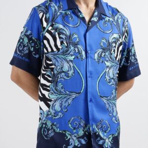 Men Floral Printed Cuban Collar Casual Shirt