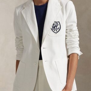 Logo-Crest Pure Cotton Slim-Fit Jersey Blazer
