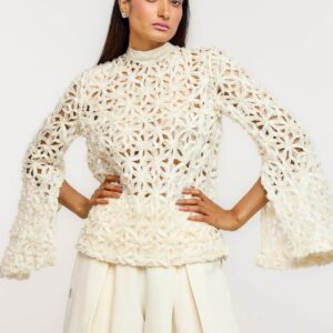 Women Self Design Slit Sleeve Top