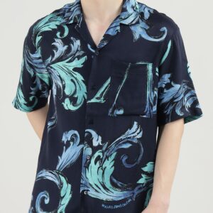 Men Relaxed Fit Cuban Collar Floral Printed Casual Shirt