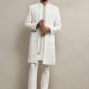 Embroidered Mandarin Collar Sherwani Set