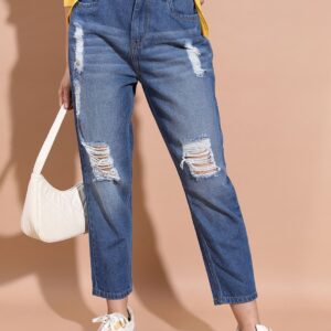 Women Mid-Rise Straight Fit Mildly Distressed Light Fade Jeans