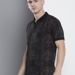 Men Typography Printed Polo Collar T-shirt