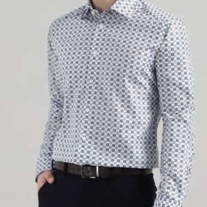 Men Slim Fit Spread Collar Floral Printed Cotton Formal Shirt