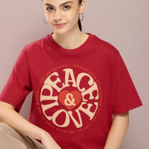 Women Graphic Printed Embossed Oversized T-shirt