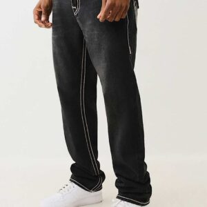 Rope Stitch Ricky Straight Fit Mid Rise Washed Jeans