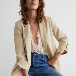 Relaxed Fit Front-Open Blazer