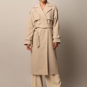 Women Slim-Fit Double-Breasted Trench Coat