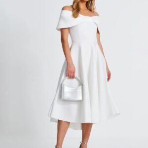QUIZ Women Off-Shoulder Fit & Flare Midi Dress