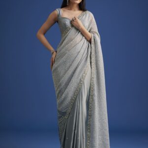 Embellished Beads and Stones Net Saree