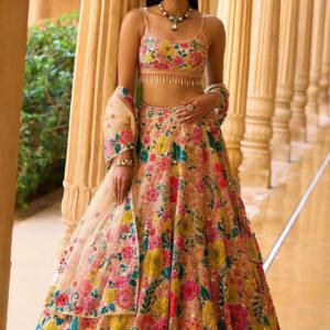 Embellished Sequinned Semi-Stitched Lehenga & Blouse With Dupatta