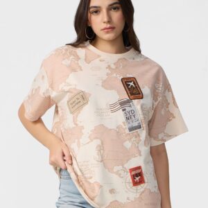 Oversized Graphic Typography Printed Cotton T-Shirt