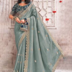 Embellished Sequinned Organza Kanjeevaram Saree