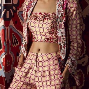 Women Floral Cotton Longline Quilted Jacket with Embroidered