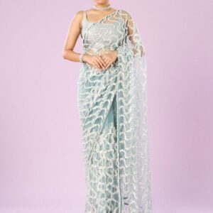 Embellished Sequinned Net Saree