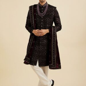 Men Embroidered Sherwani Set with Dupatta