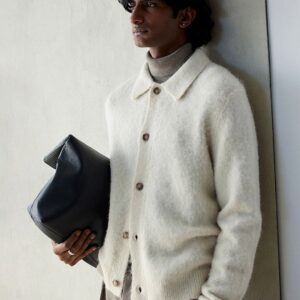 Men Brushed-Knit Cardigan