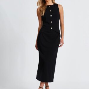 Round Neck Bodycon Midi Dress
